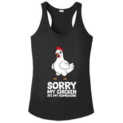 School Love Chickens Sorry My Chicken Ate My Homework Ladies PosiCharge Competitor Racerback Tank