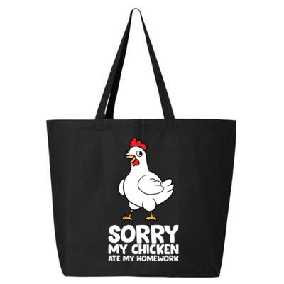 School Love Chickens Sorry My Chicken Ate My Homework 25L Jumbo Tote