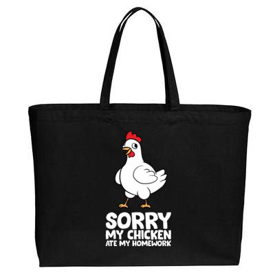 School Love Chickens Sorry My Chicken Ate My Homework Cotton Canvas Jumbo Tote