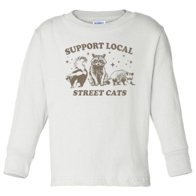 Support Local Cats Vintage Toddler Long Sleeve Shirt