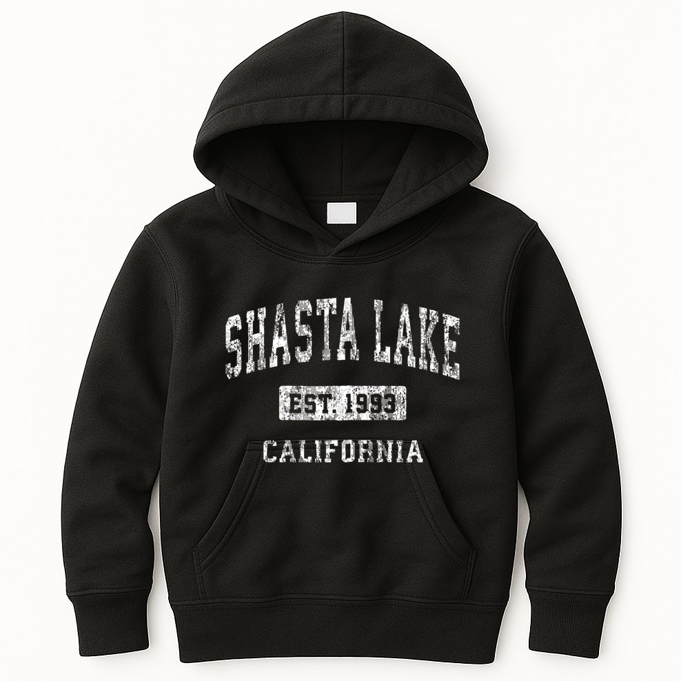 Shasta Lake California Ca Vintage Sports Established Kids Hoodie