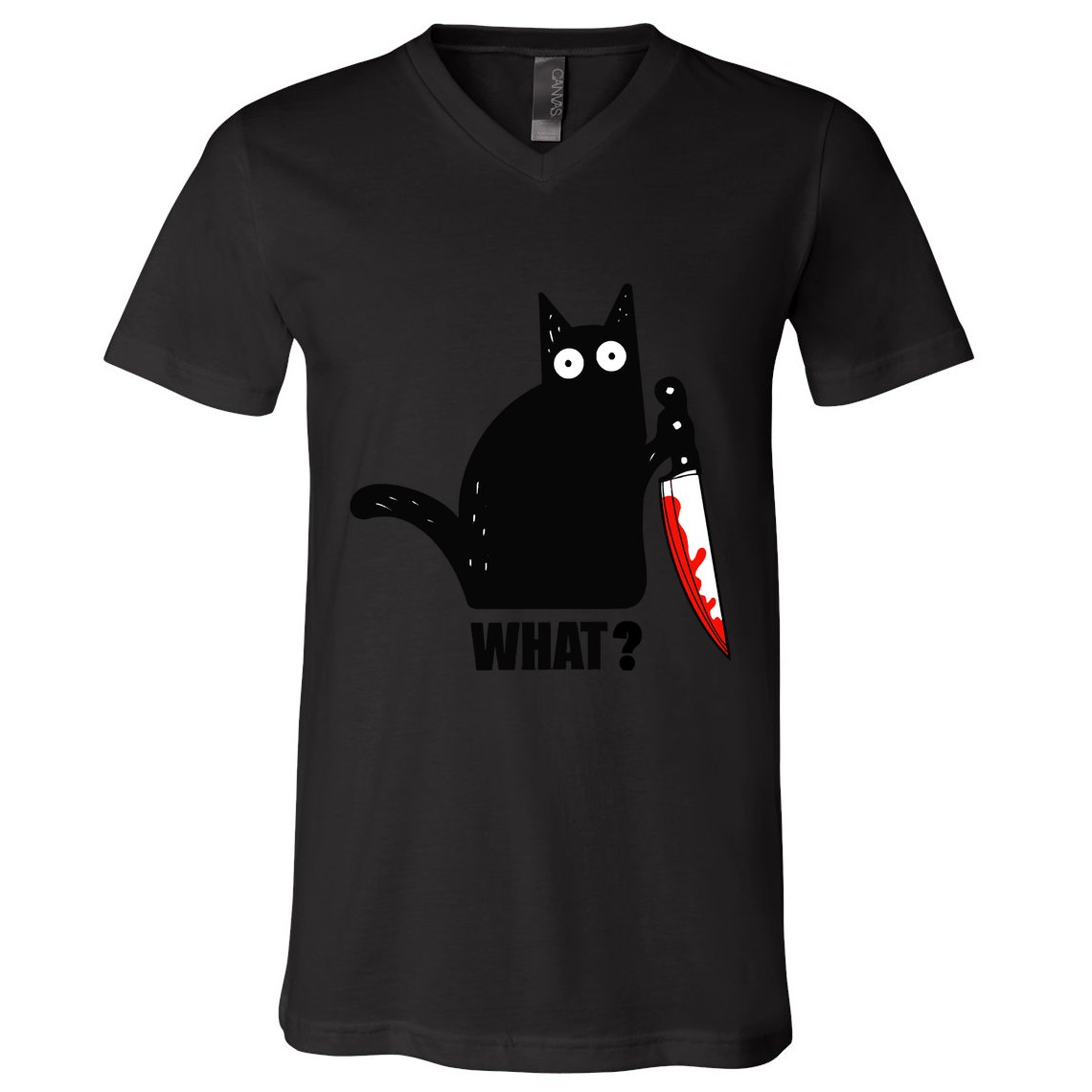 Spooky Lockdown Cat V-Neck T-Shirt