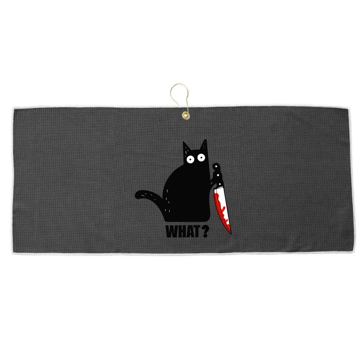Spooky Lockdown Cat Large Microfiber Waffle Golf Towel