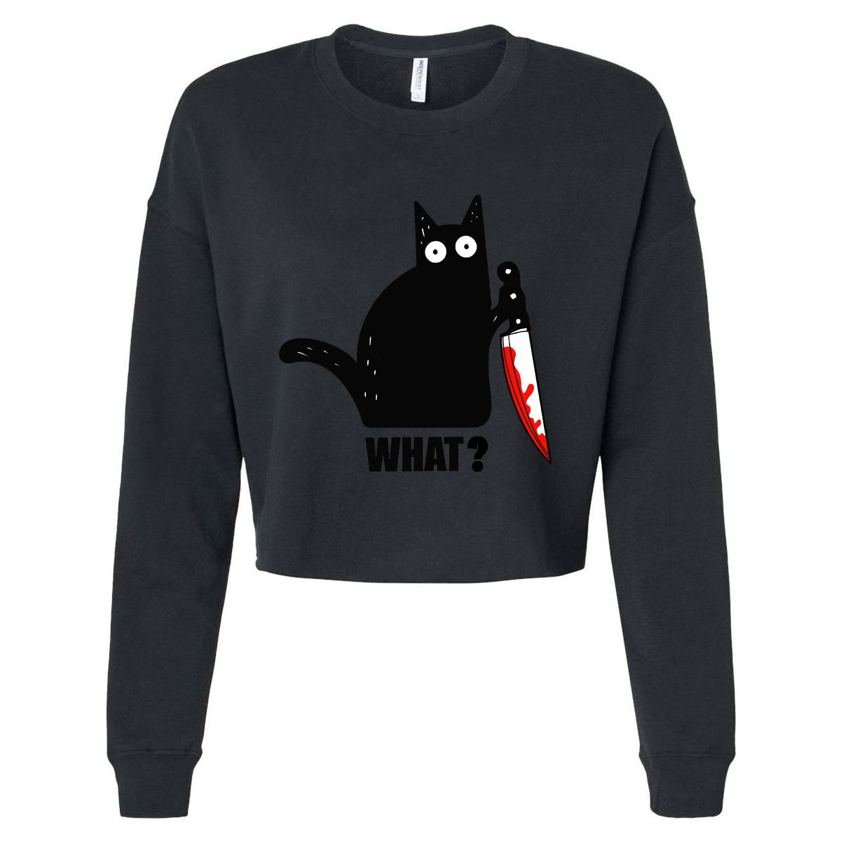 Spooky Lockdown Cat Cropped Pullover Crew