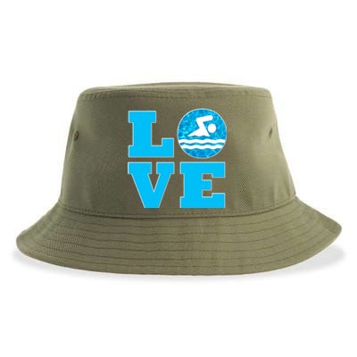 Swim Love Cool Gift For Swimmers And Swimming Coaches Sustainable Bucket Hat