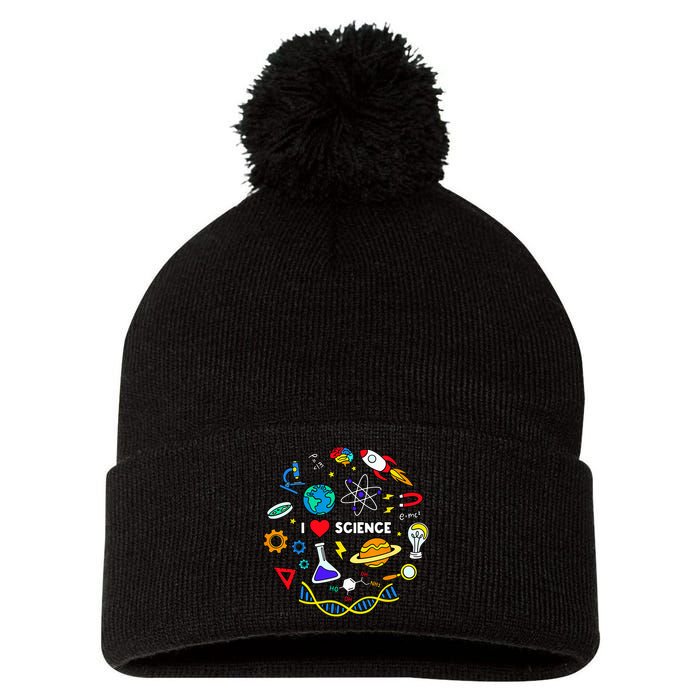 Science Lover Chemistry Biology Physics Love Science Pom Pom 12in Knit Beanie