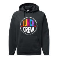 School Lunch Crew Funny Ladies Cafeteria Workers Lunch Lady Zip Hoodie Performance Fleece Hoodie