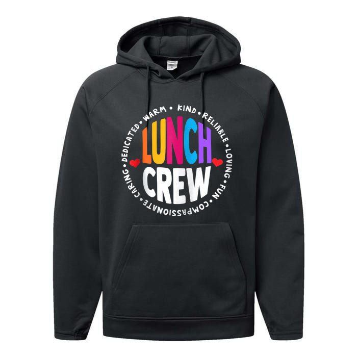 School Lunch Crew Funny Ladies Cafeteria Workers Lunch Lady Zip Hoodie Performance Fleece Hoodie