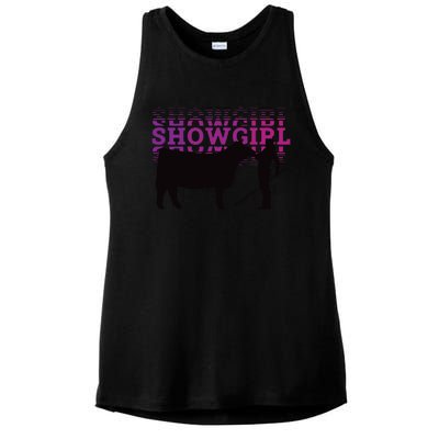 Showgirl Livestock Cattle Showing Fun Show Cattle Ladies PosiCharge Tri-Blend Wicking Tank