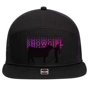 Showgirl Livestock Cattle Showing Fun Show Cattle 7 Panel Mesh Trucker Snapback Hat