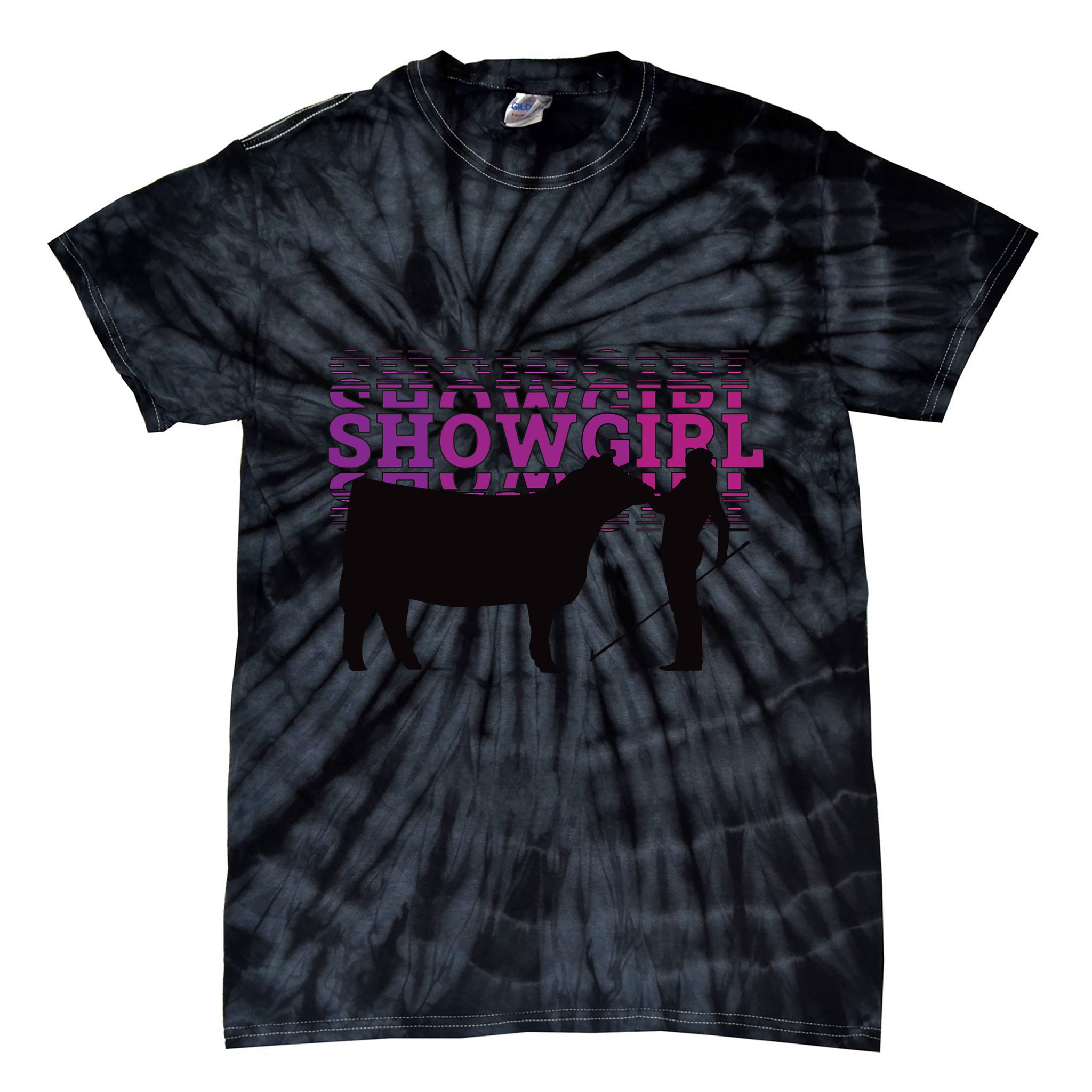 Showgirl Livestock Cattle Showing Fun Show Cattle Tie-Dye T-Shirt