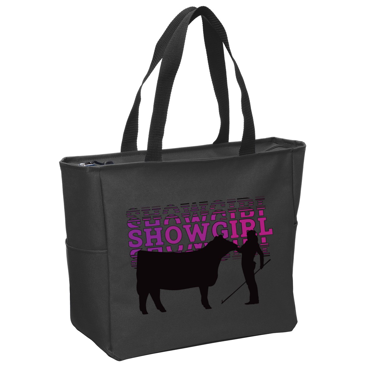 Showgirl Livestock Cattle Showing Fun Show Cattle Zip Tote Bag