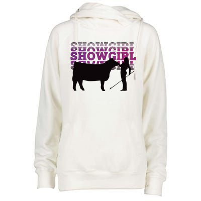 Showgirl Livestock Cattle Showing Fun Show Cattle Womens Funnel Neck Pullover Hood