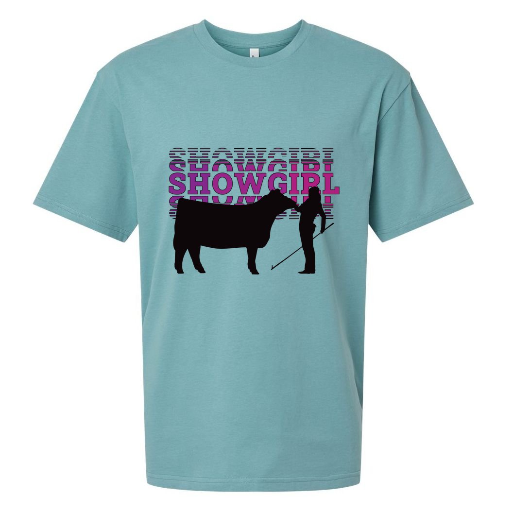 Showgirl Livestock Cattle Showing Fun Show Cattle Sueded Cloud Jersey T-Shirt