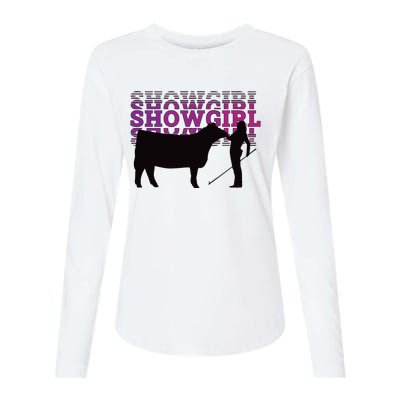 Showgirl Livestock Cattle Showing Fun Show Cattle Womens Cotton Relaxed Long Sleeve T-Shirt