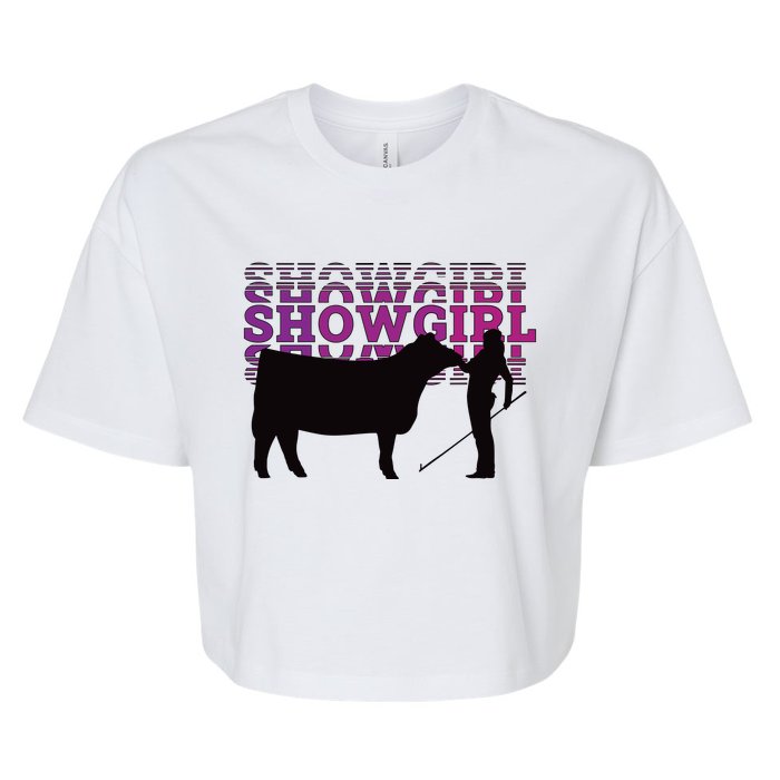 Showgirl Livestock Cattle Showing Fun Show Cattle Bella+Canvas Jersey Crop Tee