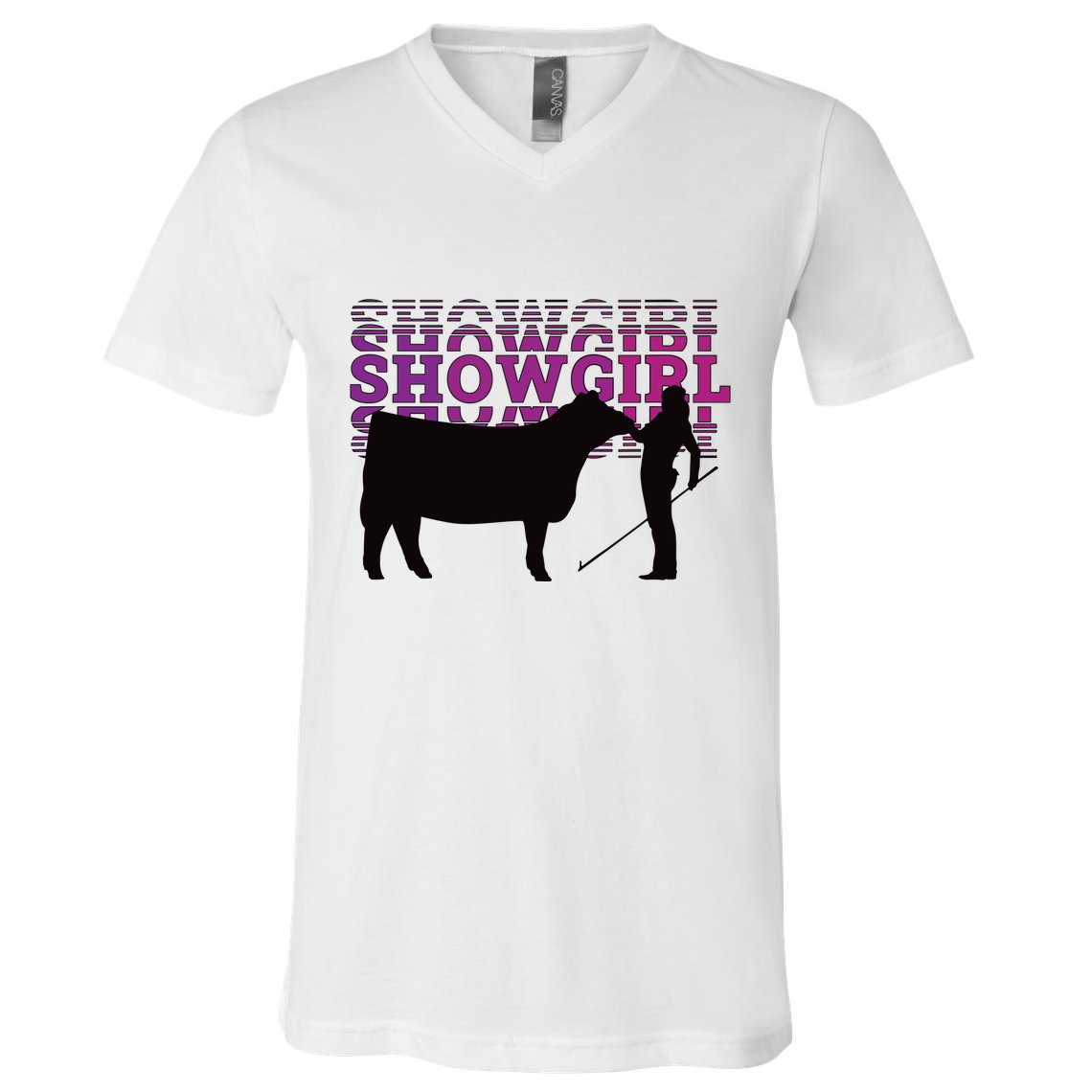 Showgirl Livestock Cattle Showing Fun Show Cattle V-Neck T-Shirt