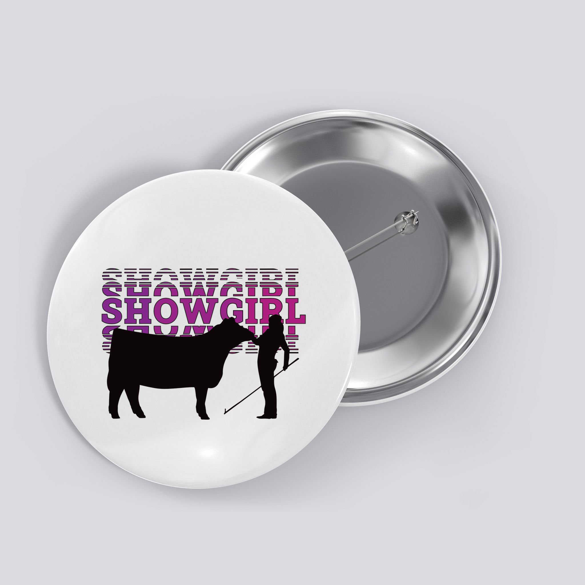 Showgirl Livestock Cattle Showing Fun Show Cattle Button