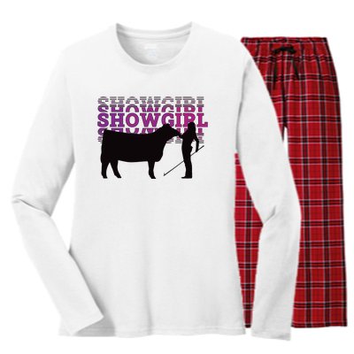 Showgirl Livestock Cattle Showing Fun Show Cattle Women's Long Sleeve Flannel Pajama Set 