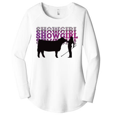 Showgirl Livestock Cattle Showing Fun Show Cattle Women's Perfect Tri Tunic Long Sleeve Shirt