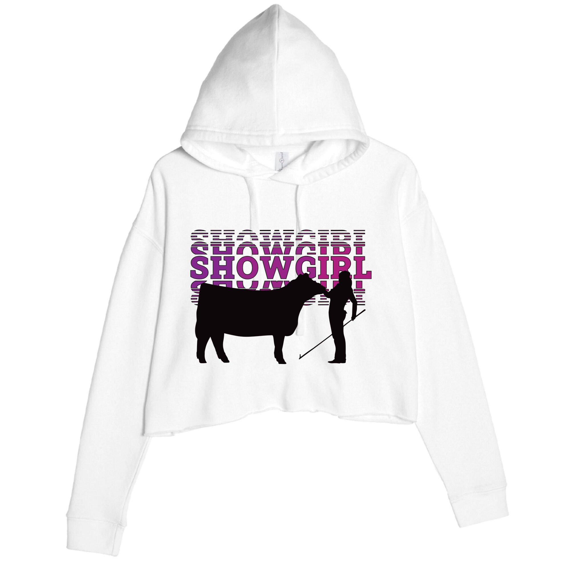 Showgirl Livestock Cattle Showing Fun Show Cattle Crop Fleece Hoodie