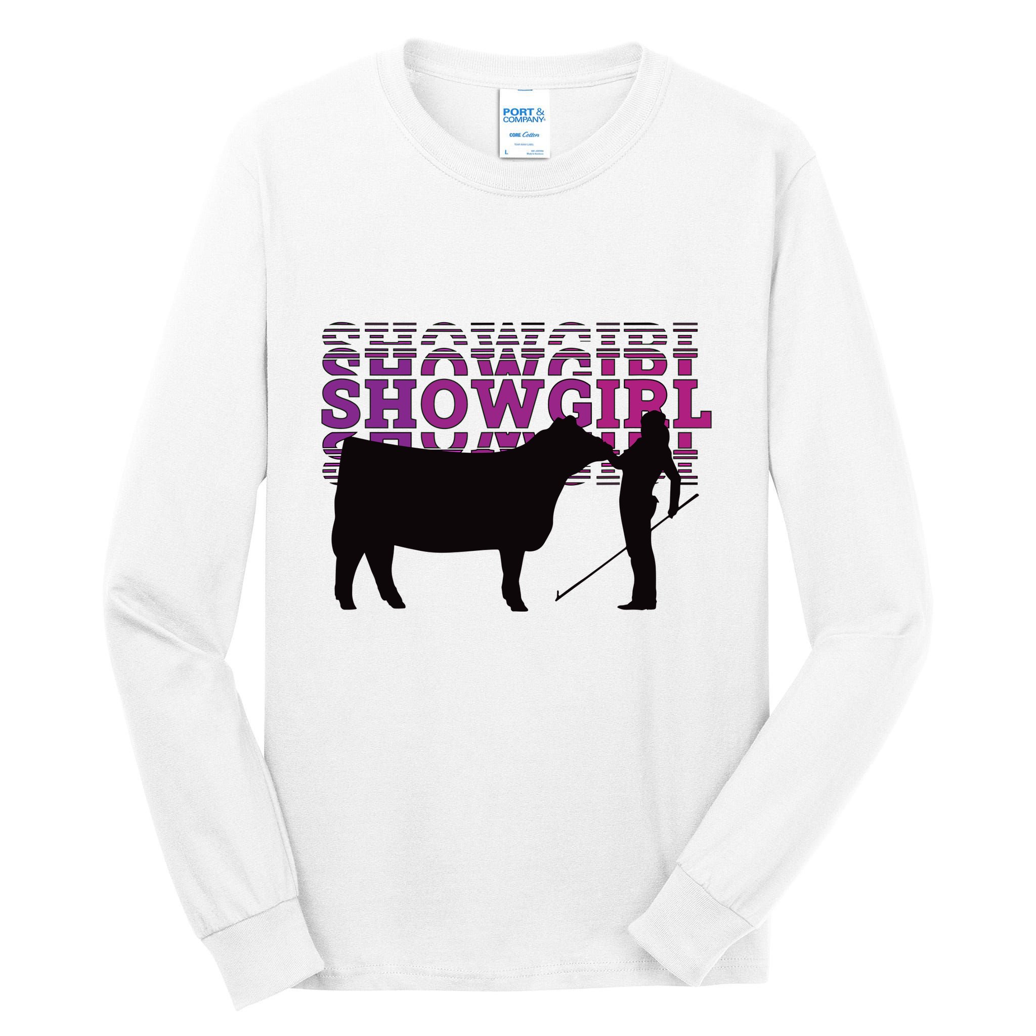 Showgirl Livestock Cattle Showing Fun Show Cattle Tall Long Sleeve T-Shirt