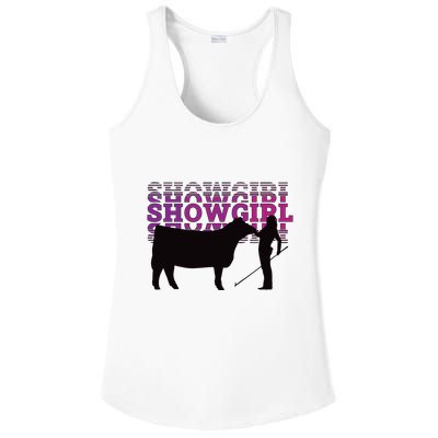 Showgirl Livestock Cattle Showing Fun Show Cattle Ladies PosiCharge Competitor Racerback Tank