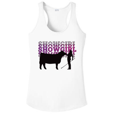 Showgirl Livestock Cattle Showing Fun Show Cattle Ladies PosiCharge Competitor Racerback Tank