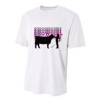 Showgirl Livestock Cattle Showing Fun Show Cattle Youth Performance Sprint T-Shirt