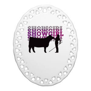 Showgirl Livestock Cattle Showing Fun Show Cattle Ceramic Oval Ornament