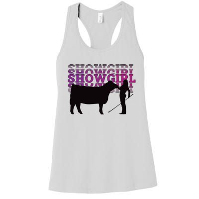 Showgirl Livestock Cattle Showing Fun Show Cattle Women's Racerback Tank