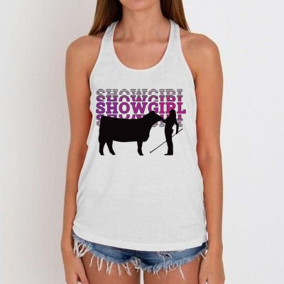 Showgirl Livestock Cattle Showing Fun Show Cattle Women's Knotted Racerback Tank