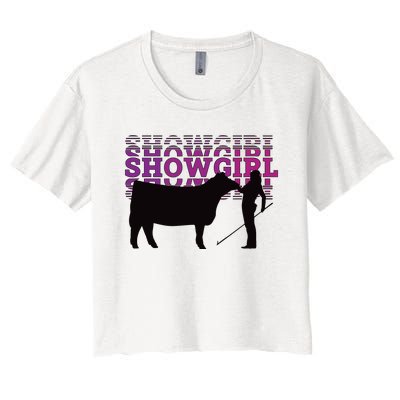 Showgirl Livestock Cattle Showing Fun Show Cattle Women's Crop Top Tee