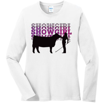 Showgirl Livestock Cattle Showing Fun Show Cattle Ladies Long Sleeve Shirt