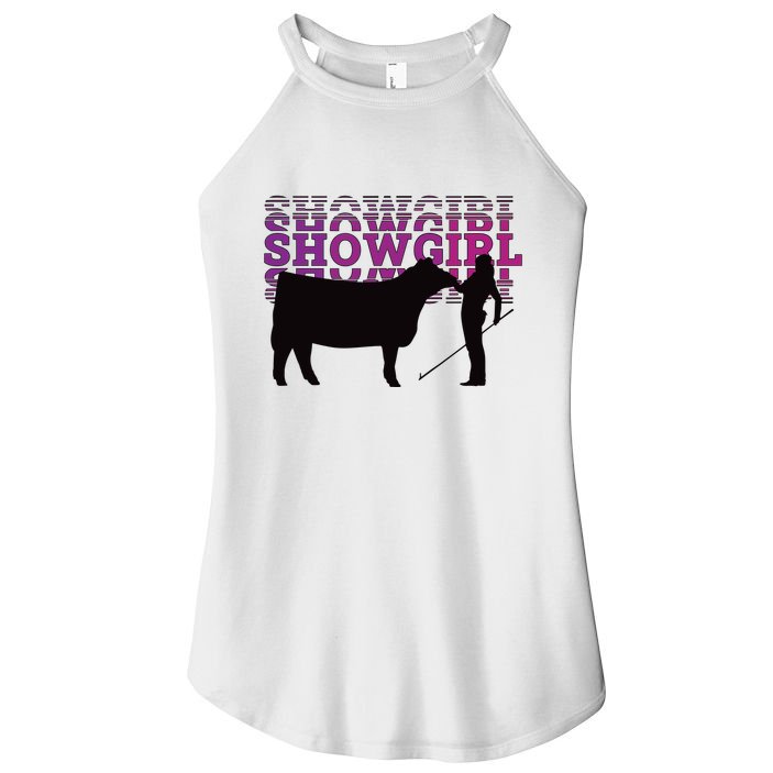 Showgirl Livestock Cattle Showing Fun Show Cattle Women's Perfect Tri Rocker Tank