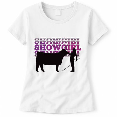 Showgirl Livestock Cattle Showing Fun Show Cattle Womens T-Shirt