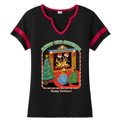 Smells Like Christmas Happy Holidays Ladies Halftime Notch Neck Tee