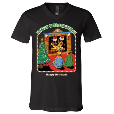 Smells Like Christmas Happy Holidays V-Neck T-Shirt