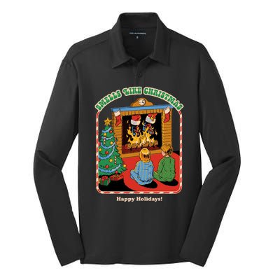 Smells Like Christmas Happy Holidays Silk Touch Performance Long Sleeve Polo