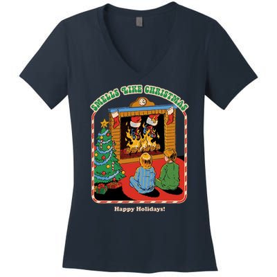 Smells Like Christmas Happy Holidays Women's V-Neck T-Shirt