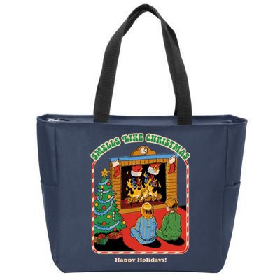 Smells Like Christmas Happy Holidays Zip Tote Bag