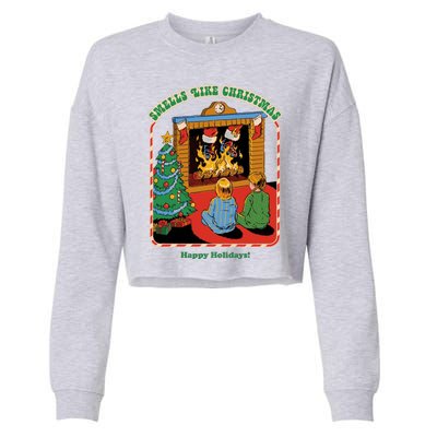 Smells Like Christmas Happy Holidays Cropped Pullover Crew