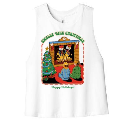 Smells Like Christmas Happy Holidays Women's Racerback Cropped Tank