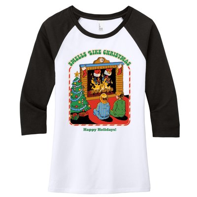 Smells Like Christmas Happy Holidays Women's Tri-Blend 3/4-Sleeve Raglan Shirt