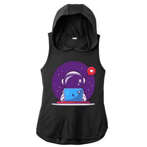 Sending Love, Cute Astronaut On A Laptop Ladies PosiCharge Tri-Blend Wicking Draft Hoodie Tank