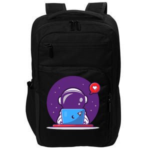 Sending Love, Cute Astronaut On A Laptop Impact Tech Backpack