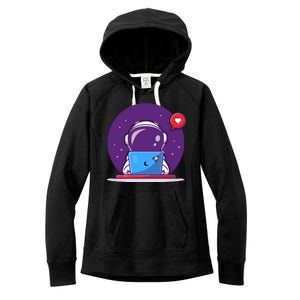 Sending Love, Cute Astronaut On A Laptop Women's Fleece Hoodie