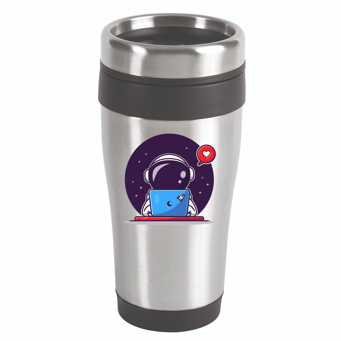 Sending Love, Cute Astronaut On A Laptop 16oz Travel Tumbler