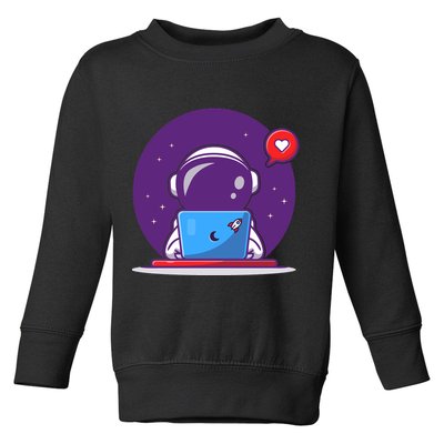 Sending Love, Cute Astronaut On A Laptop Toddler Sweatshirt
