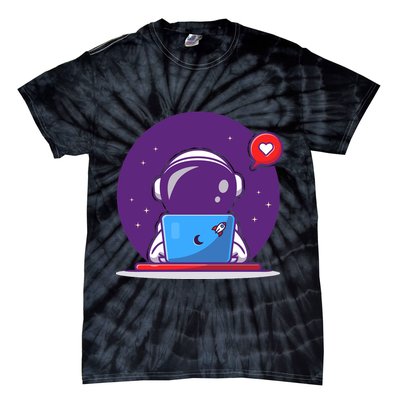 Sending Love, Cute Astronaut On A Laptop Tie-Dye T-Shirt